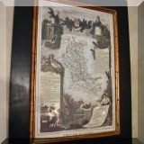 A09. Framed Dept. du la Loire map. 24&rdquo;h x 18&rdquo;w 